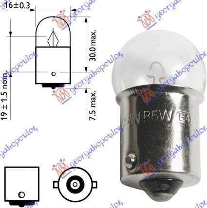 07.250.35 BULB 12V R10W TU 2641 .