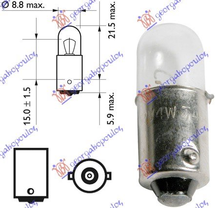 LAMP 12V 4W BA9s  WITH COVER