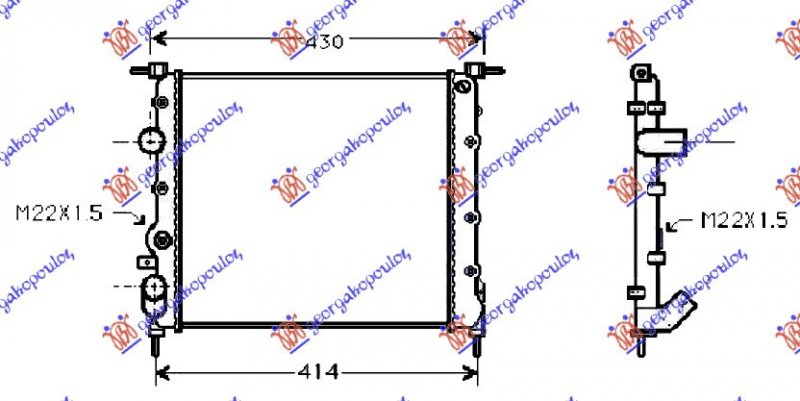 HLADNJAK MOTORA BENZIN (-AC) (35x37) SA PUMPOM (VALEO)