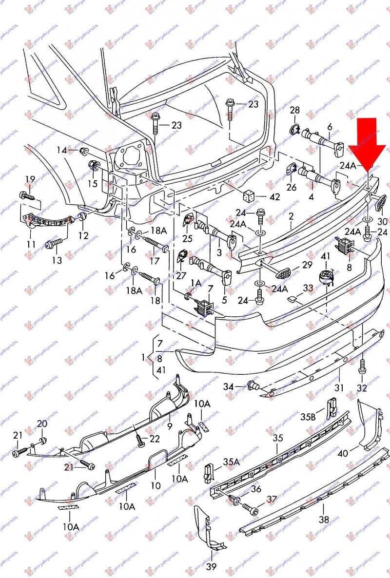 REAR BUMPER REINFORCEMENT 02-
