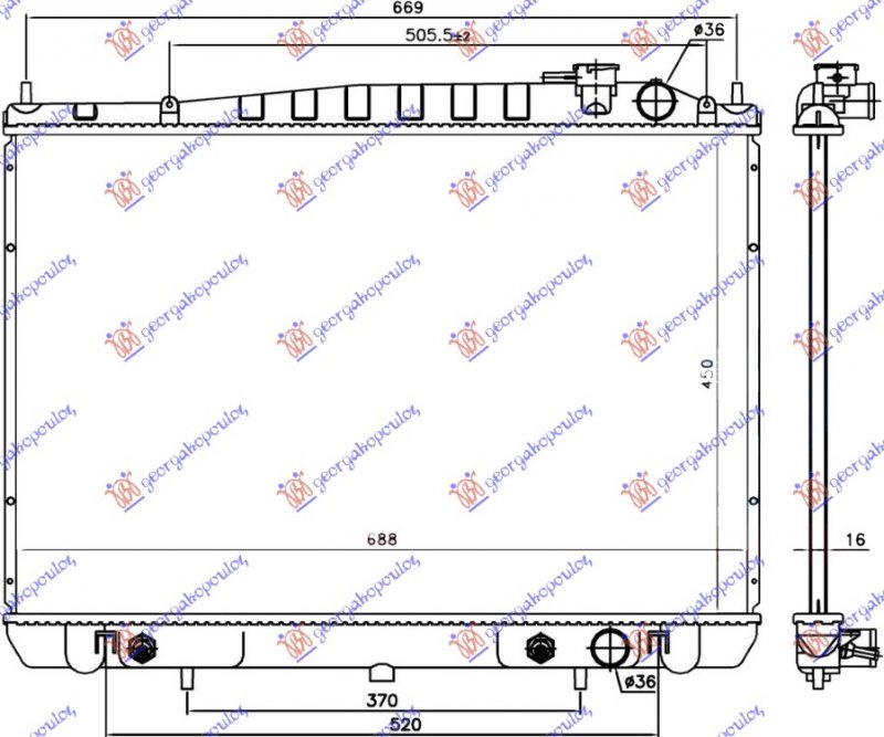 RADIATOR PETR. 2.4i-16V A/T (45x68.6x1.6