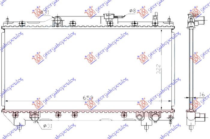 HLADNJAK MOTORA 1.6/1.8CC (+/-AC) (32.5x66) -00 (KOYO)