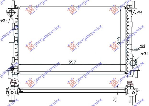 RADIATOR 2,0 i-16V-1,8 TDCi +/-A/C (60x3