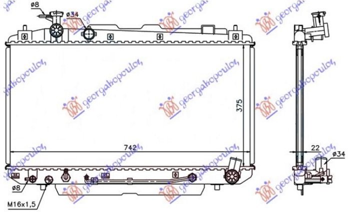 HLADNJAK MOTORA 2.0 16V (AUTO) (37.5x73.8x) (KOYO)