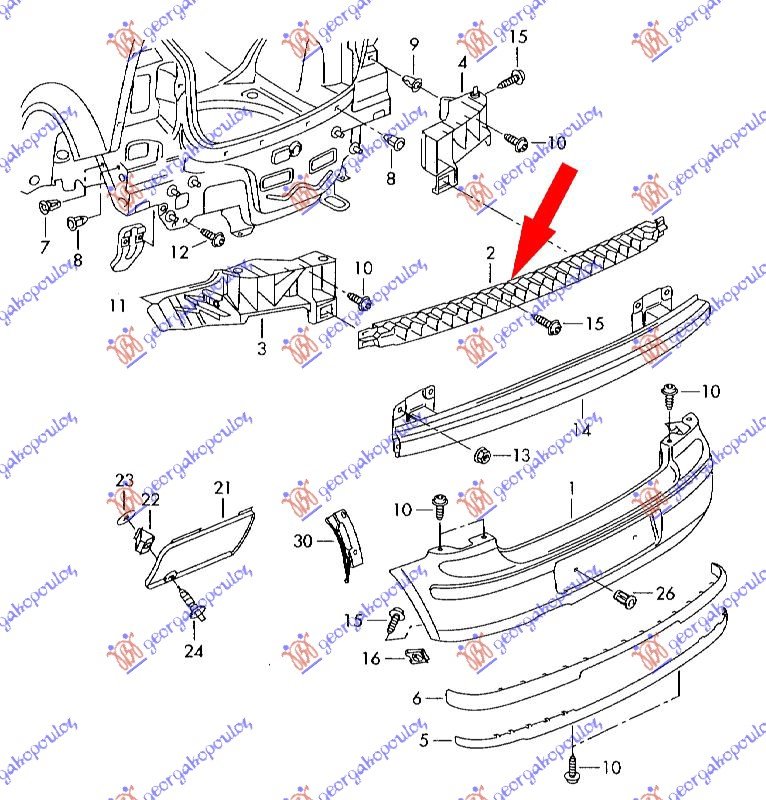 REAR BUMPER REINFORCEMENT PLASTIC