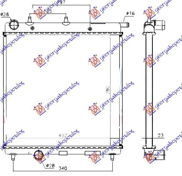 RADIATOR PETROL/DIESEL (380x390) (MAHLE BEHR)