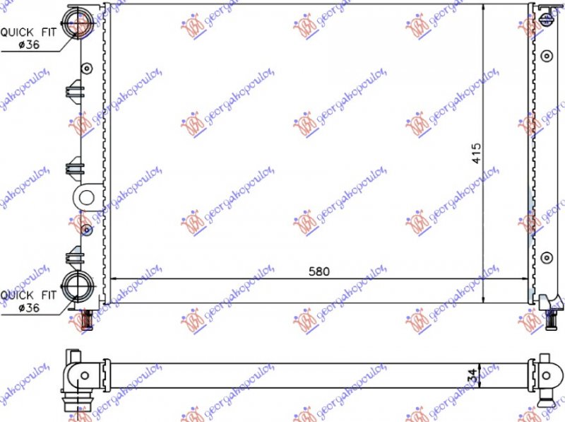 RADIATOR 1.6 16vTWINSPARK (580x410x34)