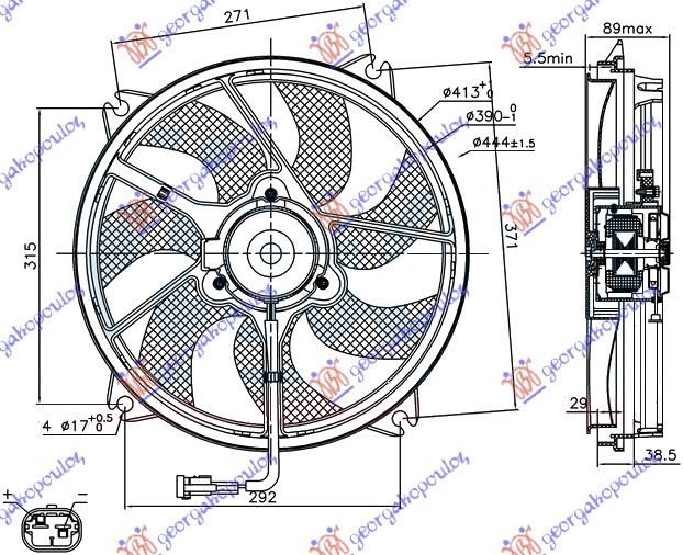 COOLING FAN ASSY PETR/DIESEL (38cm)