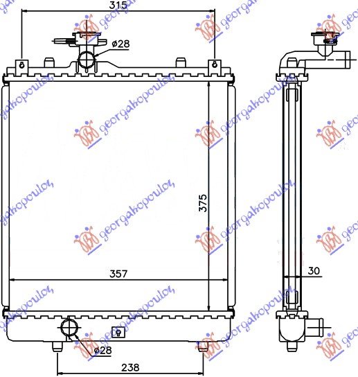 RADIATOR 1.3 +/- A/C (37,5x36) -03 JAPAN