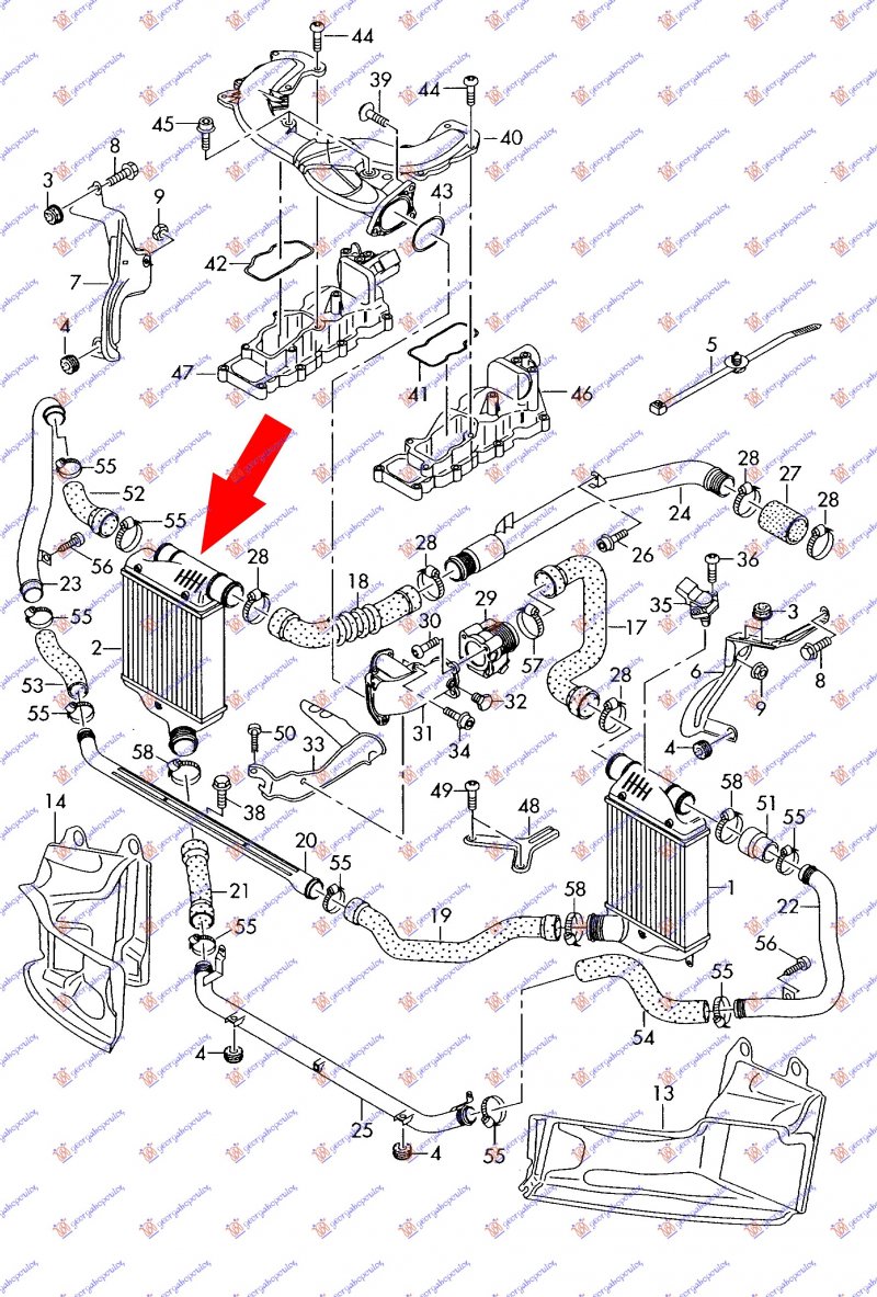 RAD. INTERC. 2,7-3,0 TDI (205x200x64)