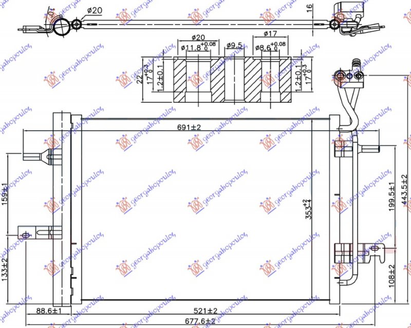 CONDENSER 1.4/1.6/1.8 PETROL 09- (484x35