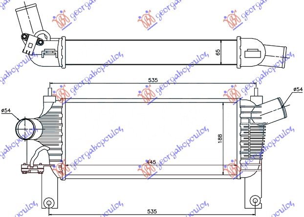 RADIAT INTERCOOLER 2,5 DCI (44,3x19x64)