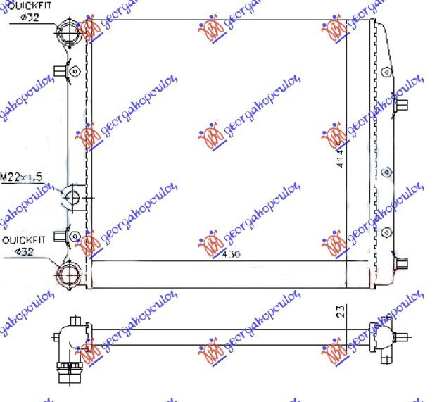 HLAD MOTORA -A/C (43x41) BEZ VENTILATORA