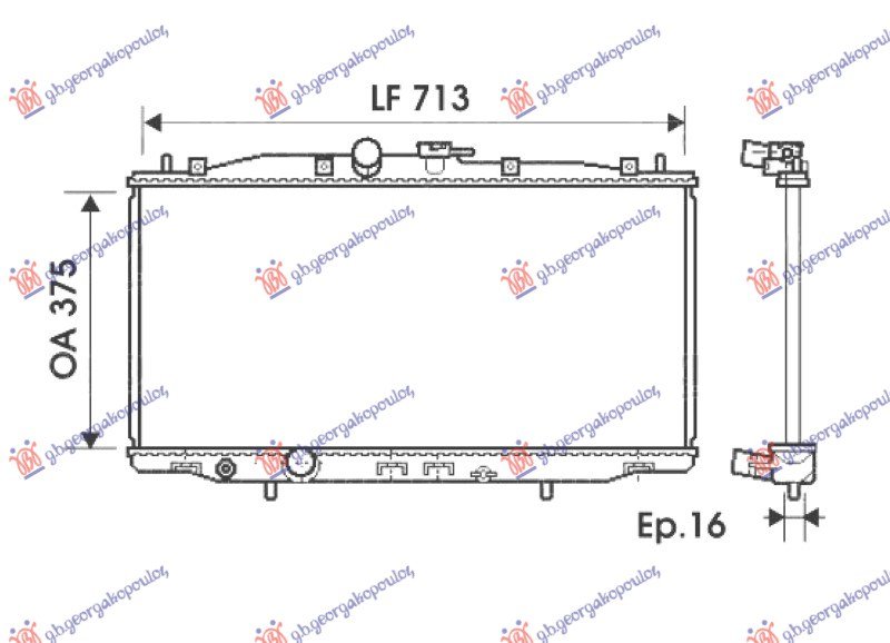 HLADNJAK MOTORA 2.0/2.4 BENZIN (MAN) (375x713x16) (NISSENS)
