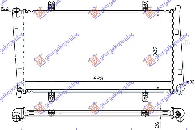 RADIATOR 1.9 T.D (62,2x33x27) 00-06