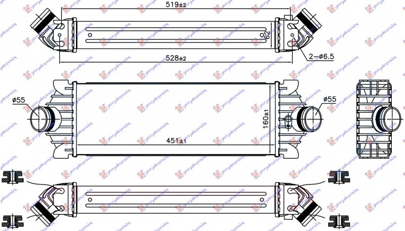 RADIAT. INTERC. 2.2 TDCI (451x160x62)