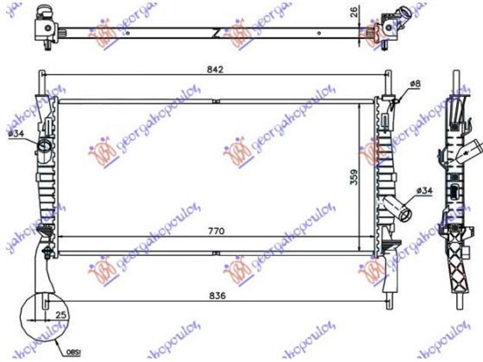 HLADNJAK MOTORA 2.2/2.4 TDCI 2.3i (+AC) (76.8x38) (NRF)