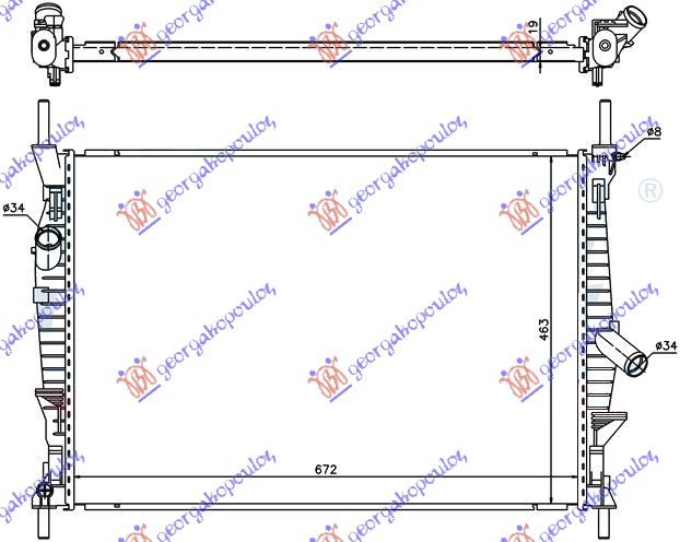 RADIATOR 2.2-2.4 TDCi-A/C (67.5x45.5)