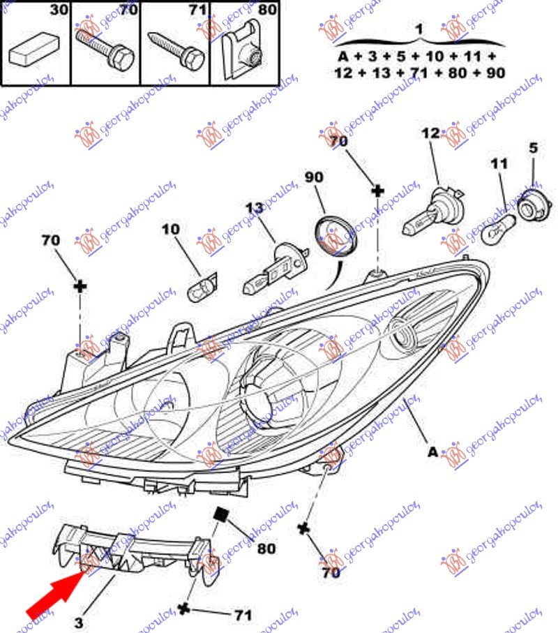 HEAD LAMP BRACKET PLASTIC