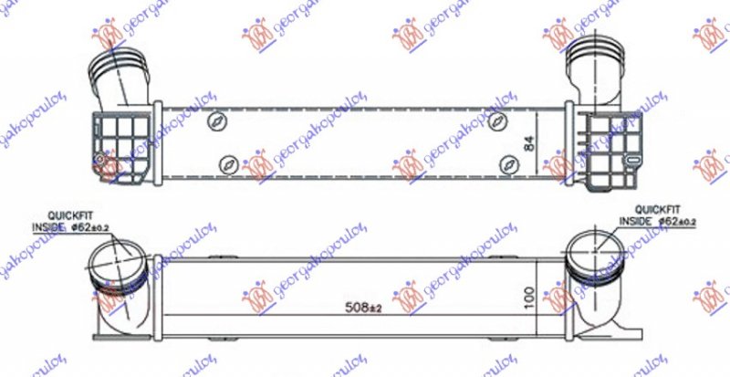 RAD.INTERC. 1.6-2.0 T.DSL (508x100x85)