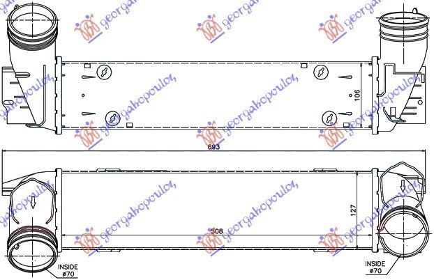 RADIATOR  INTER.2,0-3,0 TD (508x130x105)