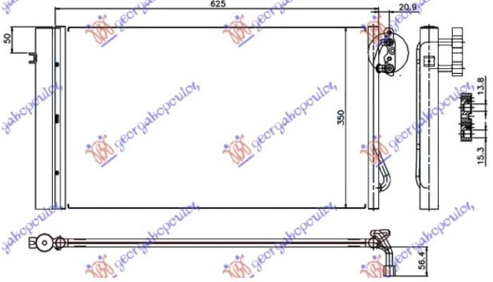 HLADNJAK KLIME 2.0/3.0 TURBO DIZEL (580x340x16) (KOYO)