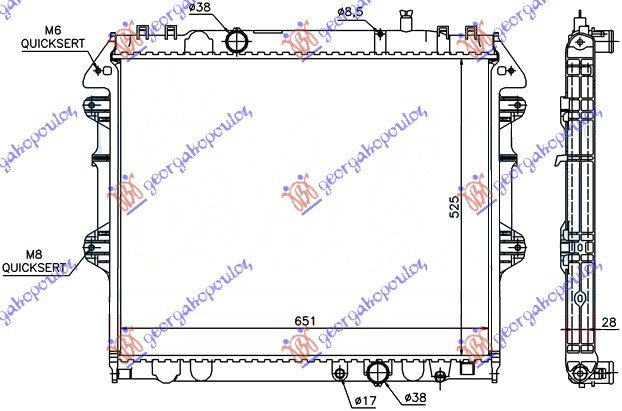 RADIATOR  2.5-3.0 T.D. (52.5x65)