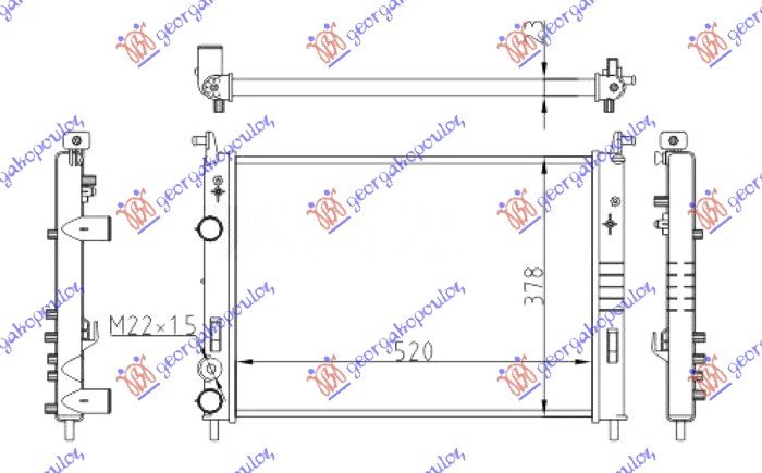 HLADNJAK MOTORA 1.9 D-JTD (520x378x23) 2000- (NRF)