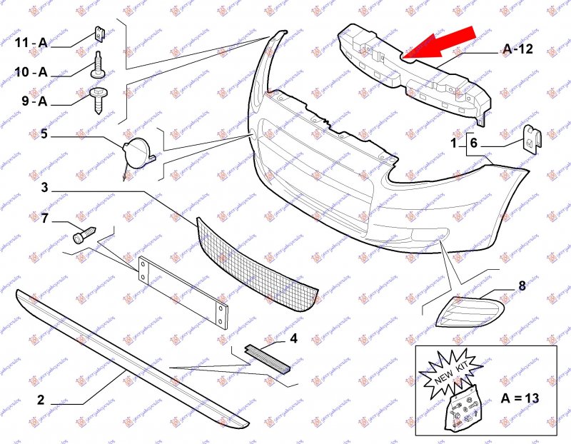 FRONT BUMBER FEINFORCEMENT UPPER PLASTIC