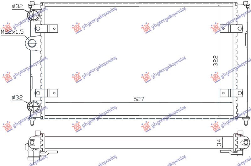 HLADNJAK MOTORA 1.4/1.6 BENZIN - 1.7/1.9 SDi (-AC) (52x32) (NRF)