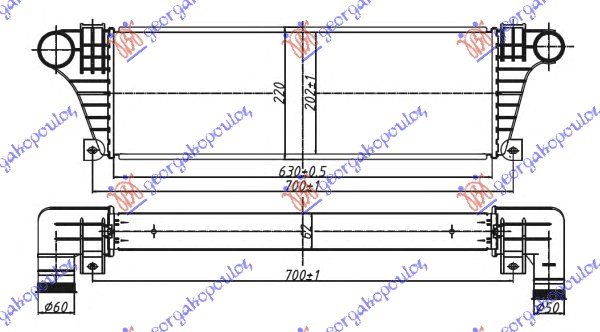 RAD.INTERCOOLER 2,5-2,8 T.D (630x217x63)
