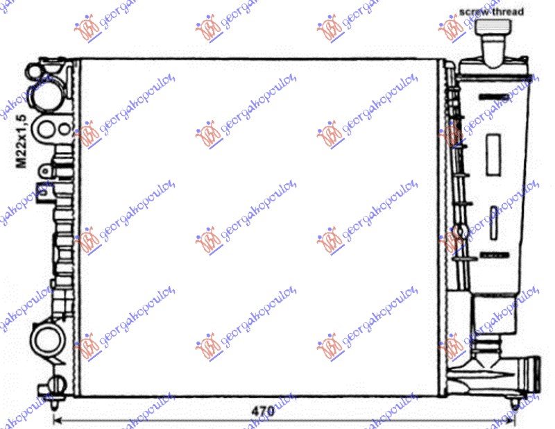 RADIATOR 1,6-1,8-2,0 PETR A/C (60x47x23)