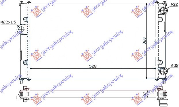 RADIATOR 1,6-1,8 8V -A/C (52x32)