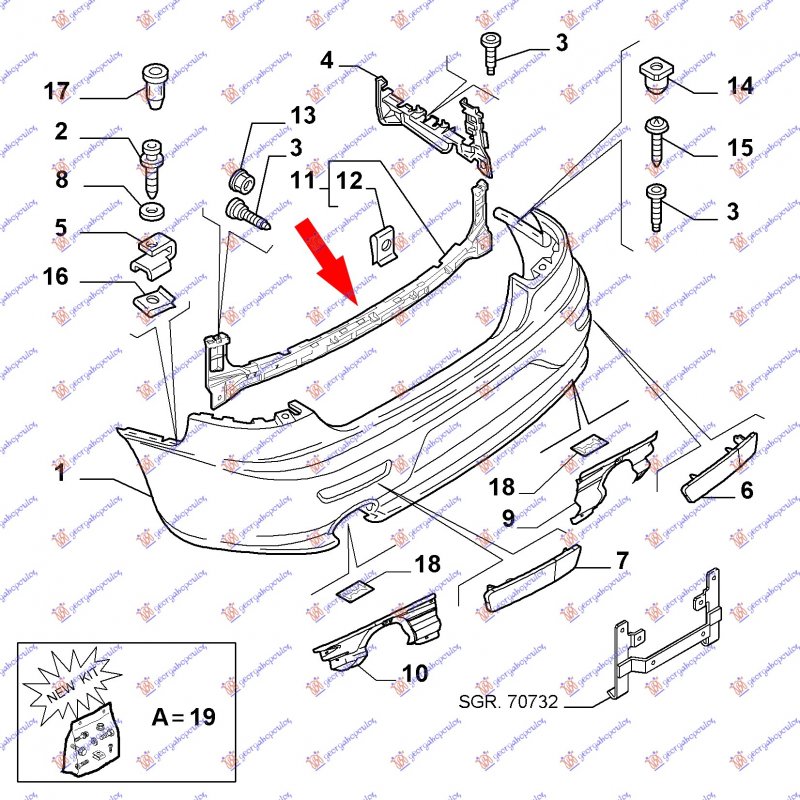 FRONT BUMPER MOULDING -07 (O)