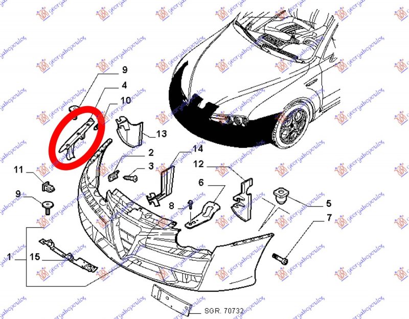 FR. BUMPER SIDE BRACKET PLASTIC (O)