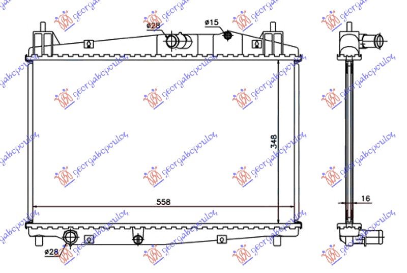 RADIATOR 1.4-1.6 T.D +/-A/C (35x55.5x27)