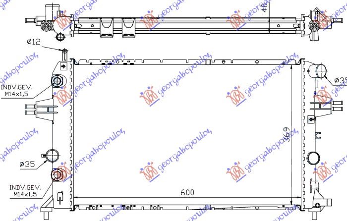 HLADNJAK MOTORA 2.0/2.2 TD DIZEL (AUTO) (600x370) (NRF)