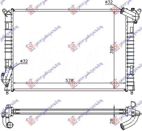 HLADNJAK MOTORA 1.6cc S +/-A/C(57.7x39.7