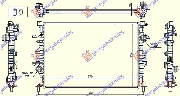 HLADNJAK MOTORA ZA SVE MODELSE BENZIN/DIZEL (AUTO) (670x449x26) (NRF)