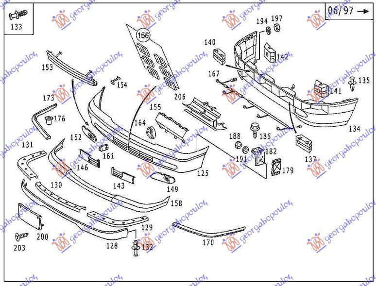 FRONT BUMPER REINFORC.OUT.97-99(PLASTIC)