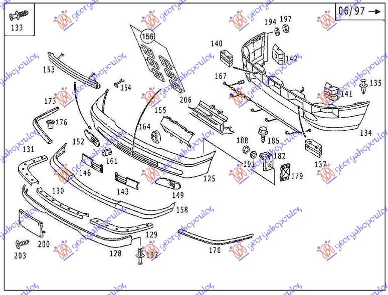 FRONT BUMPER UPPER STRIP PRIMED 97-99