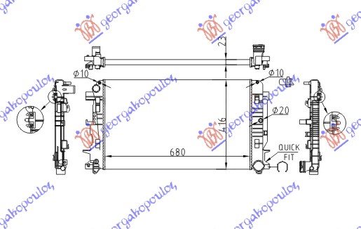 HLADNJAK MOTORA 2.2 DIZEL Cdi (MAN) (-AC) (677x415x23) (NRF)