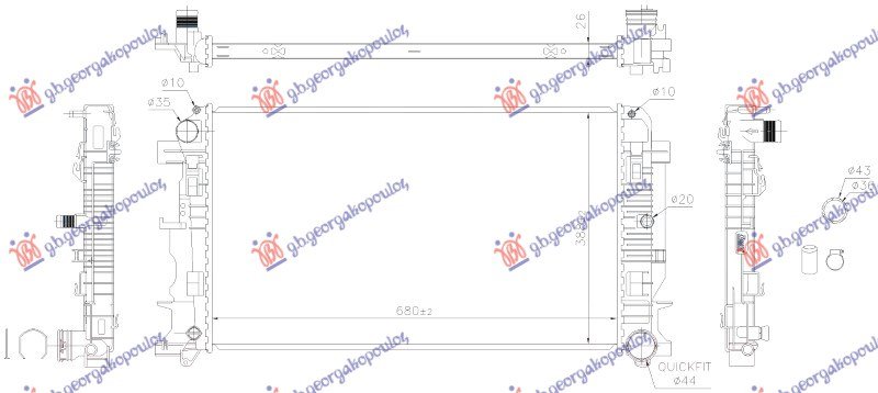 HLADNJAK MOTORA 2.2 Cdi (MAN) (+AC) (680x400x2.6) LEMLJEN SPOJ (VALEO)