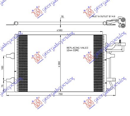 CONDENSER PETR/DSL (63x38) IN/OUT 14.4MM