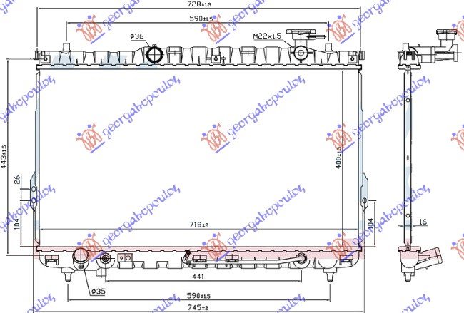 RADIATOR 2.4 16V-2.7 V6 +/- A/C A/T(72x4