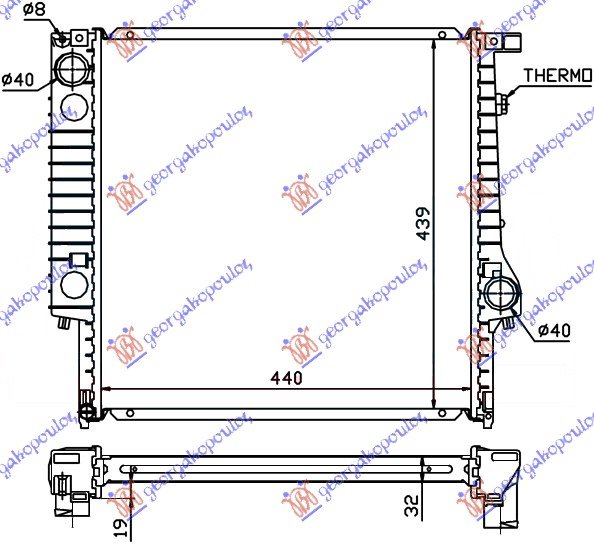 RADIATOR 2.0/25 PET.6CYL. (44x44x32)