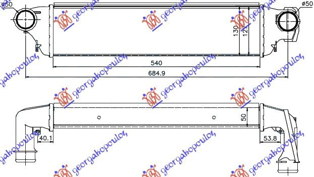 RADIATOR INTER.2,0TD (54x129x50) (50/50)