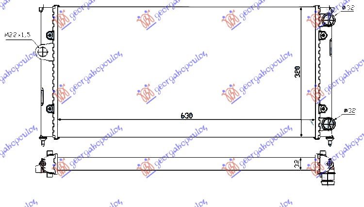 RADIATOR 1,6-1,8-2,0i8V-1,9TDi (63x3