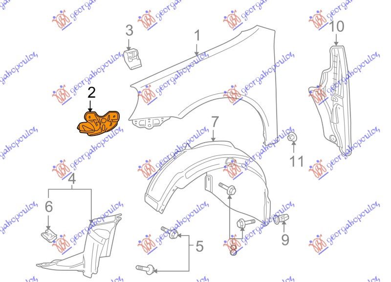 FRONT FENDER BRACKET UPPER