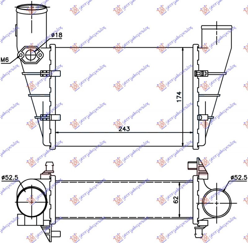 RADIAT INTERCOOLER DIES-PETR(24x17,5x62)